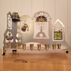RARE Seeka Judaica Hanukkah Symbols Menorah Israeli Artists Nachshon Stavit